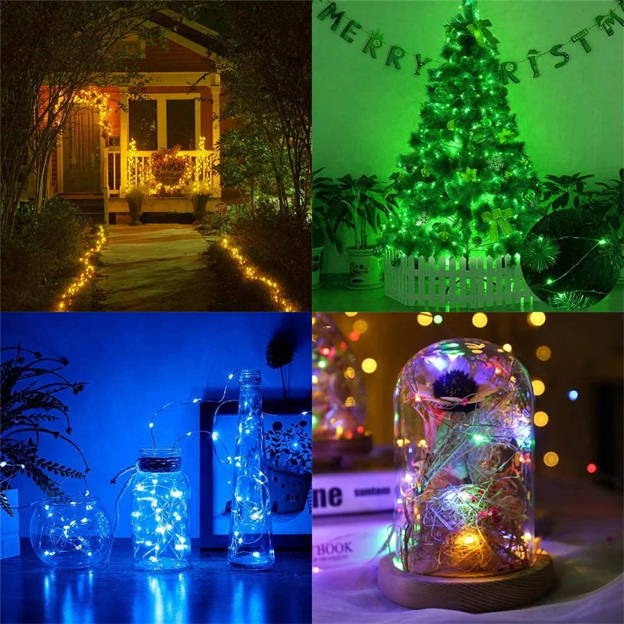 20M Smart RGB Kerstboom Kerstverlichting Garland Remote LED Koperdraad Lichtslingers voor Tuin Bruiloft Vakantie Decor