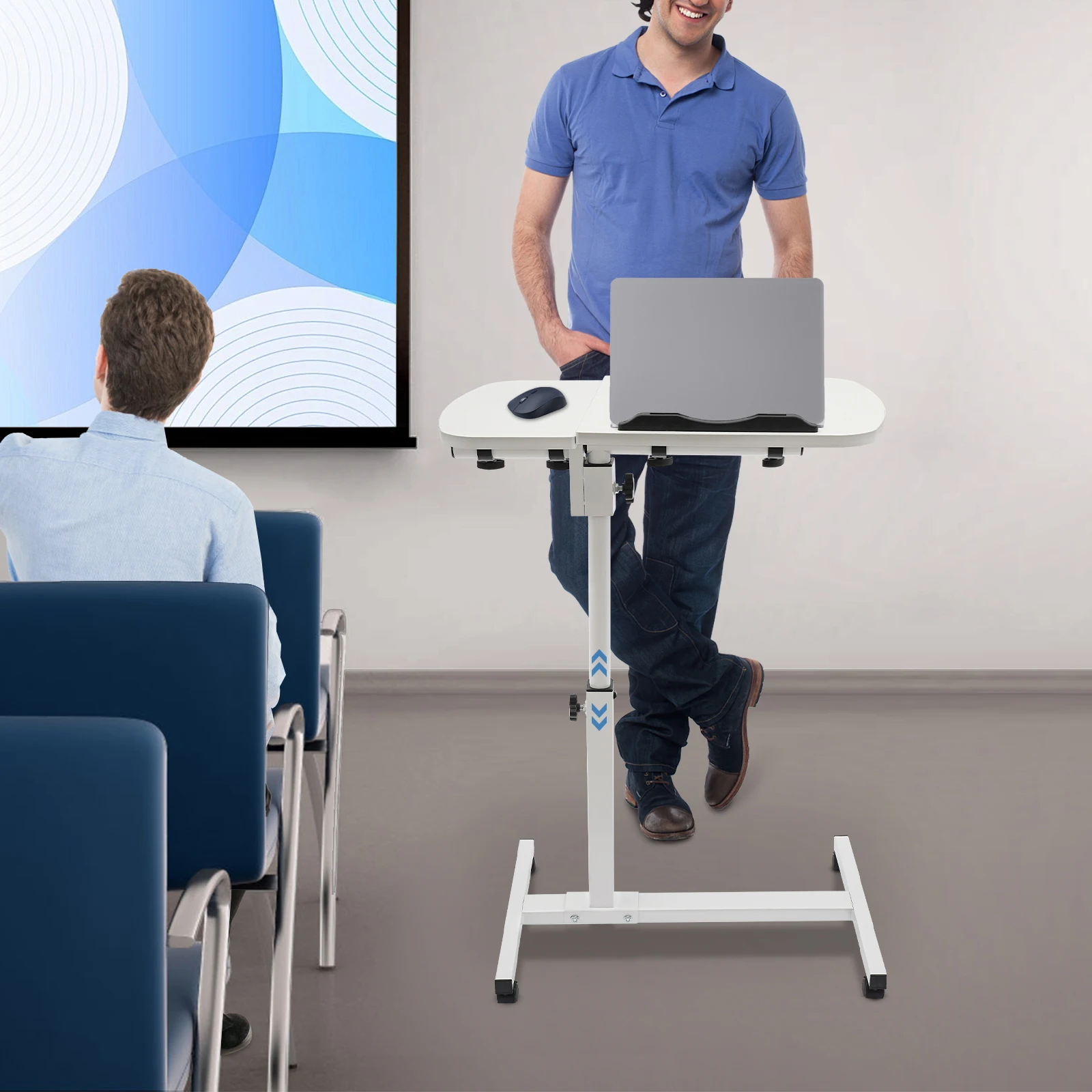 

Table Stand Adjustable Rolling Laptop Table Adjustable Computer Desk Stand with Wheels