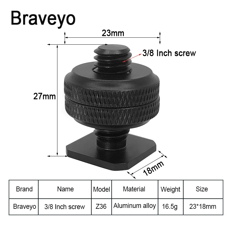 Dslr Camera Hot or Cold Shoe Screw 1/4 3/8 inch Single Double Layer Base Screw Tripod Head Photography Accessories Install