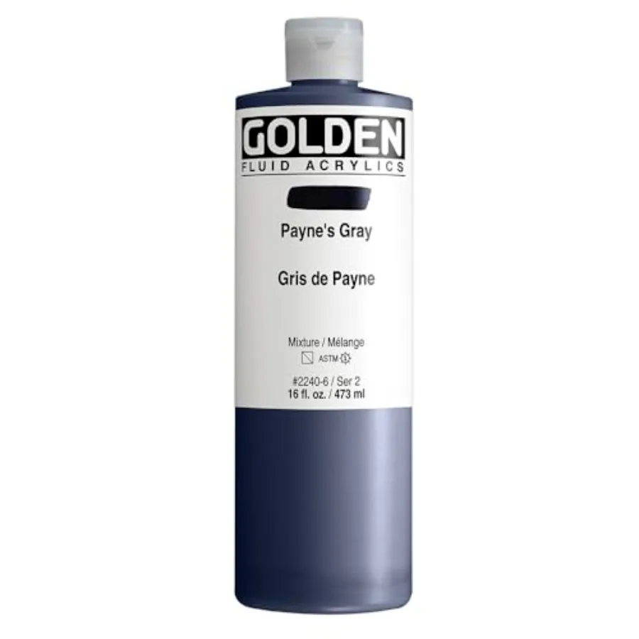 

Fluid Acrylics, Payne's Gray, 16 fl. oz. Bottle, Professional Acrylic Paint, Semi-Transparent