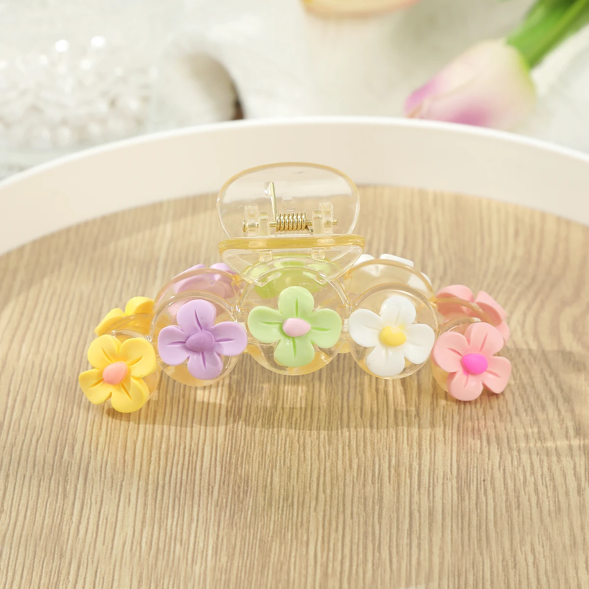 Women Color Flower Hair Claws Clip Large Barrette Crab Fashion Korea Acrylic Hairpins Shark Ponytail Girls Hair Accessories