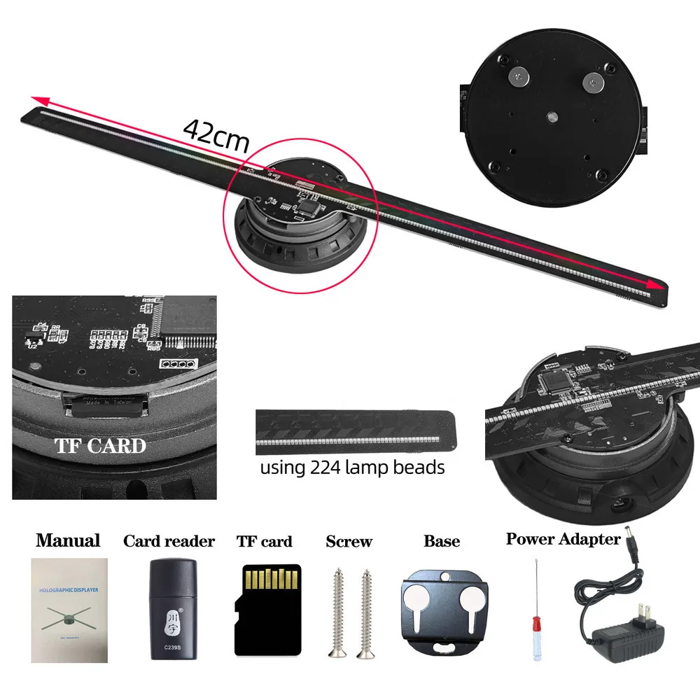 Holographic 3D Projection Fan Air Suspension Advertising Display Rotating LED Screen for Shop Promotion Home Decor