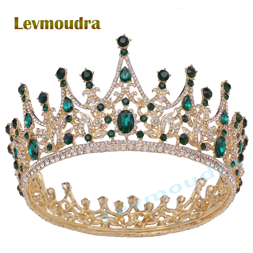 

Levmoudra Round Crown for Women Queen Crown and Tiara Crystal Rhinestone Princess Tiaras Crowns Wedding Hair Accessories