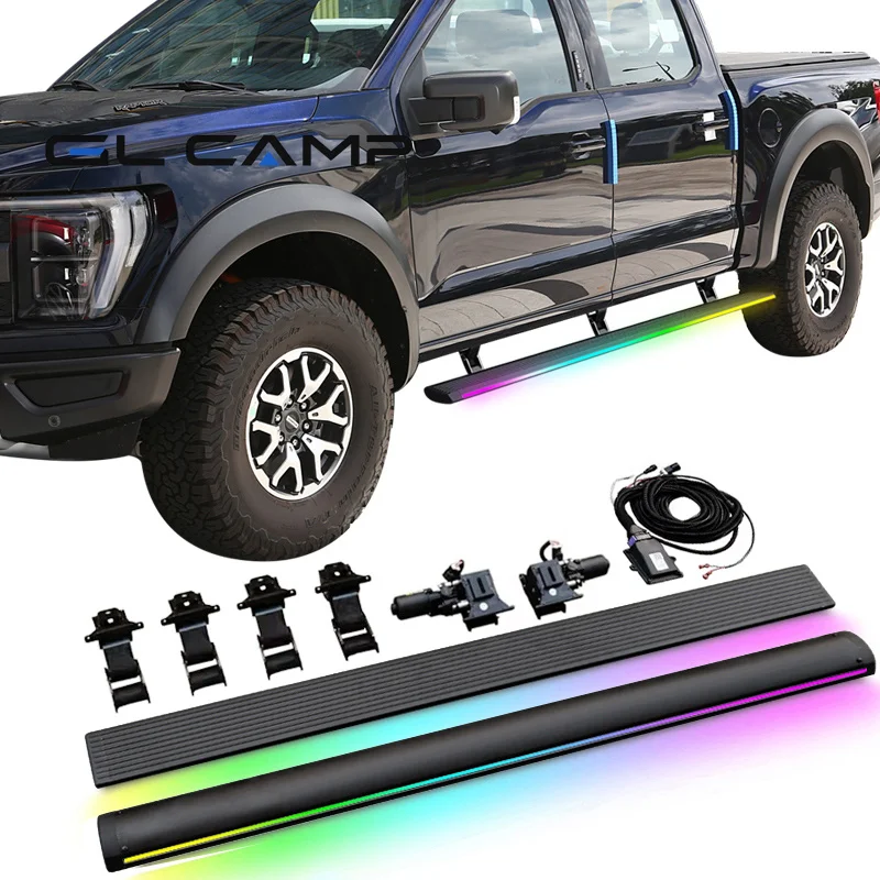 Automatic Electric Power Side Step Running Board Led Light for Ford F-150 F250 F350 F550 Crew Cab 2015-2020 2021-2024