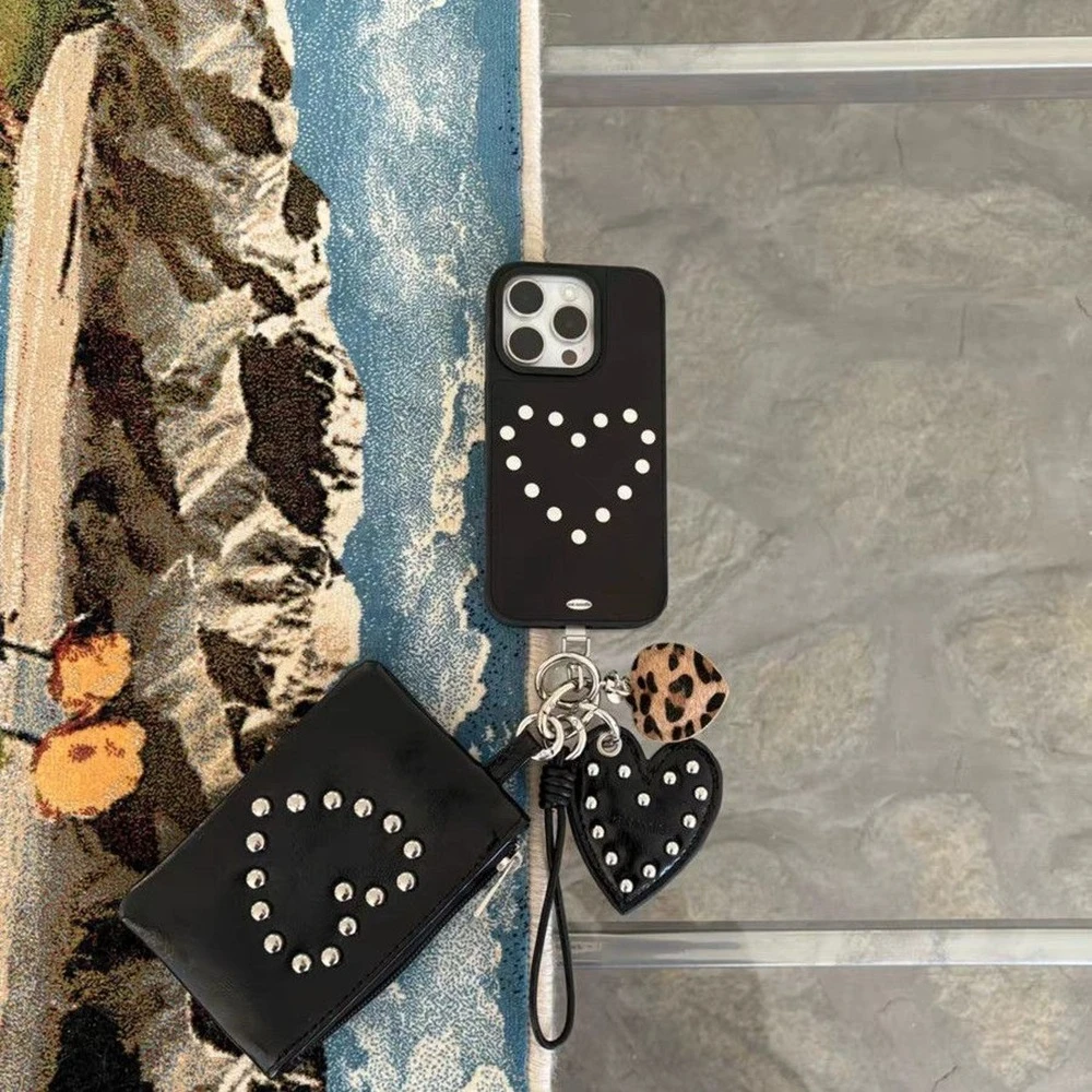 Korean Instagram Style Hot Girl Trend Love Rivet Coin Purse Hanging Neck Bag Decoration Small Pendant Bags Crossbody Bag Female