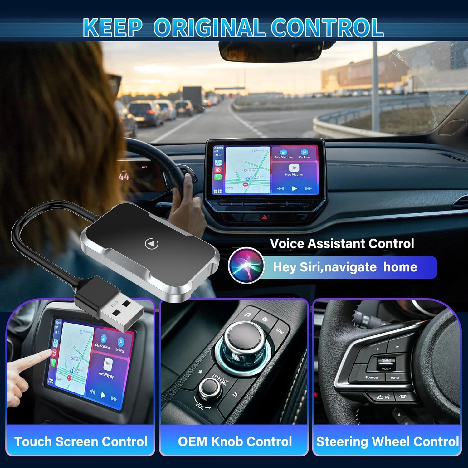 ใหม่ Wireless Carplay รถการเชื่อมต่อกล่องสมาร์ทไร้สายกล่อง Plug and Play อัตโนมัติการเชื่อมต่อบลูทูธ 5.0 5.8GHz wifi