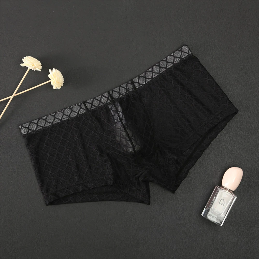 حار بيع الرجال الملاكم ملخصات سراويل قصيرة الملابس الداخلية M-3XL M-XXXL رجل شبكة السراويل انظر من خلال مثير لينة شفافة