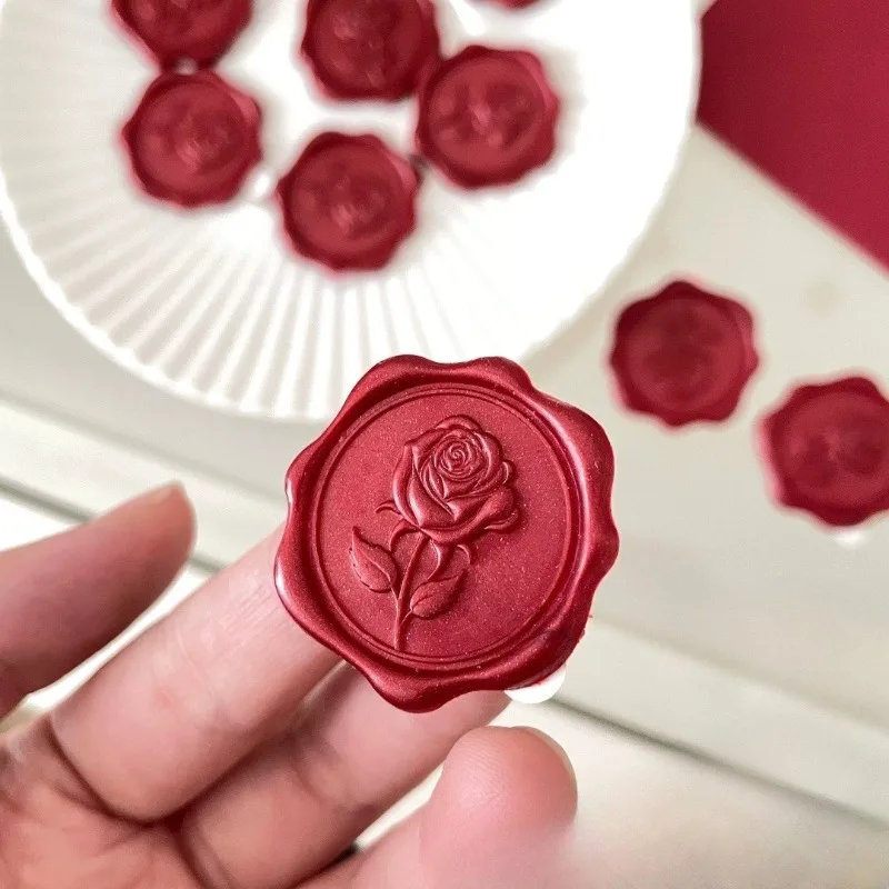 20pcs 3D Rose Wax Seal Stickers, Envelope Sealing Stickers, Decorative Labels for Journal Invitation Card