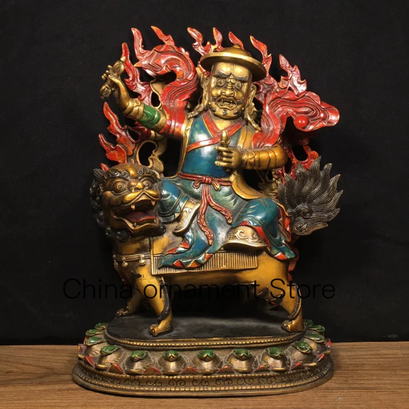 32cm Pure copper painted Nepalese Danjian Protector Dharma Ningma Pai Ba San Bu Gong Repair Dharma Worship