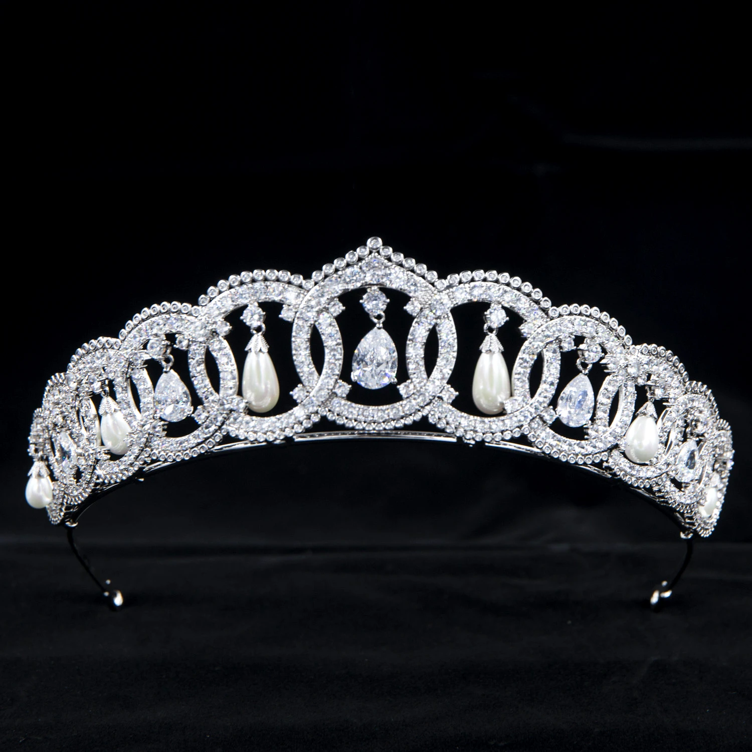 

New Pearl Zircon Tiara Bridal Wedding Hair Accessories Princess Birthday Headdress Crown Headband Headwear Accessories CH10479