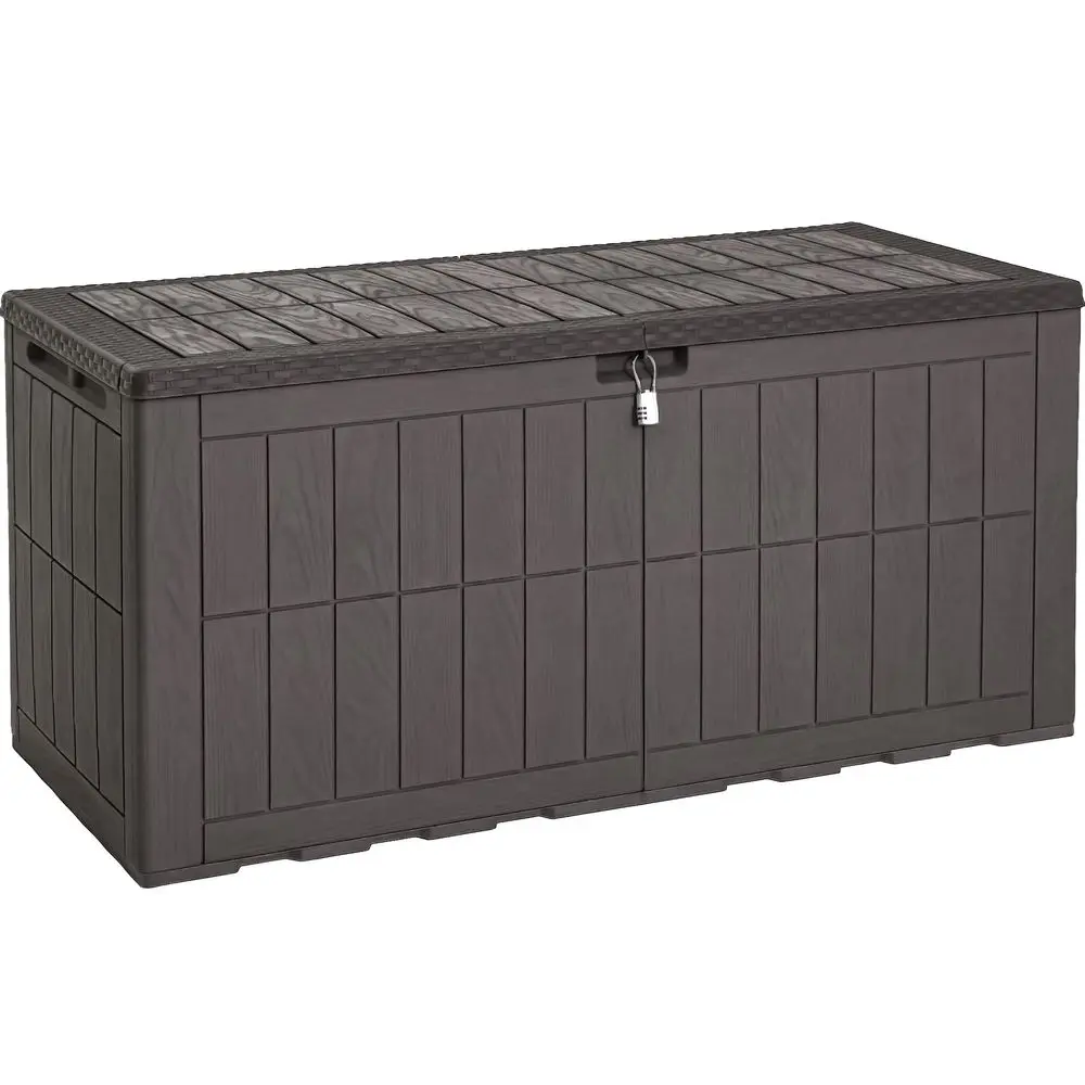 

134 Gallon Large Deck Box, Waterproof Resin Outdoor Storage Box with Lock, Doubles as 2Person Bench Seating for Patio Furniture