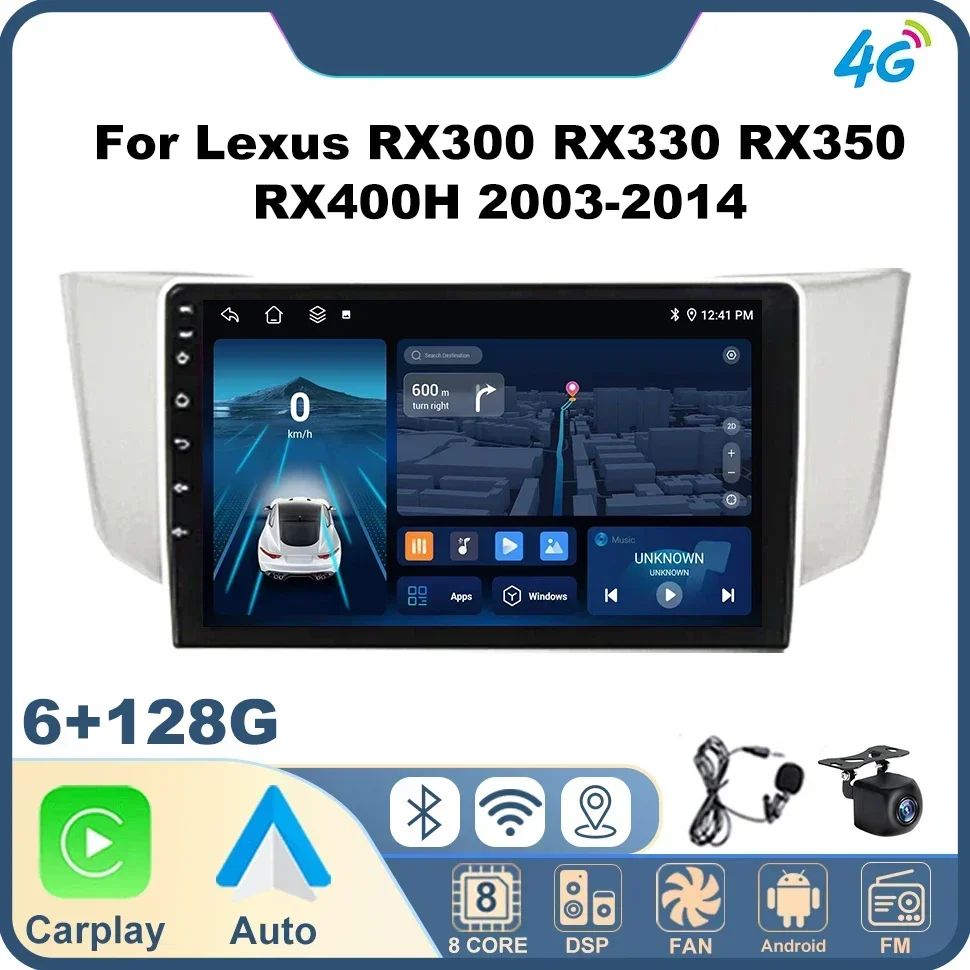 Car Radio Multimedia Video Player Wireless Carplay Screen for Lexus RX300 RX330 RX350 RX400H 2003-2014 4G Dsp Navi BT Car Player 