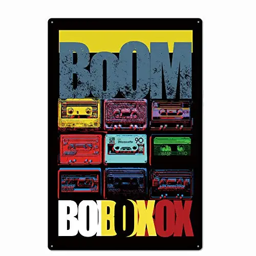 Original Retro Design Rock and Roll Boom Tin Metal Signs Wall Art | Thick Tinplate Print Poster Wall Decoration