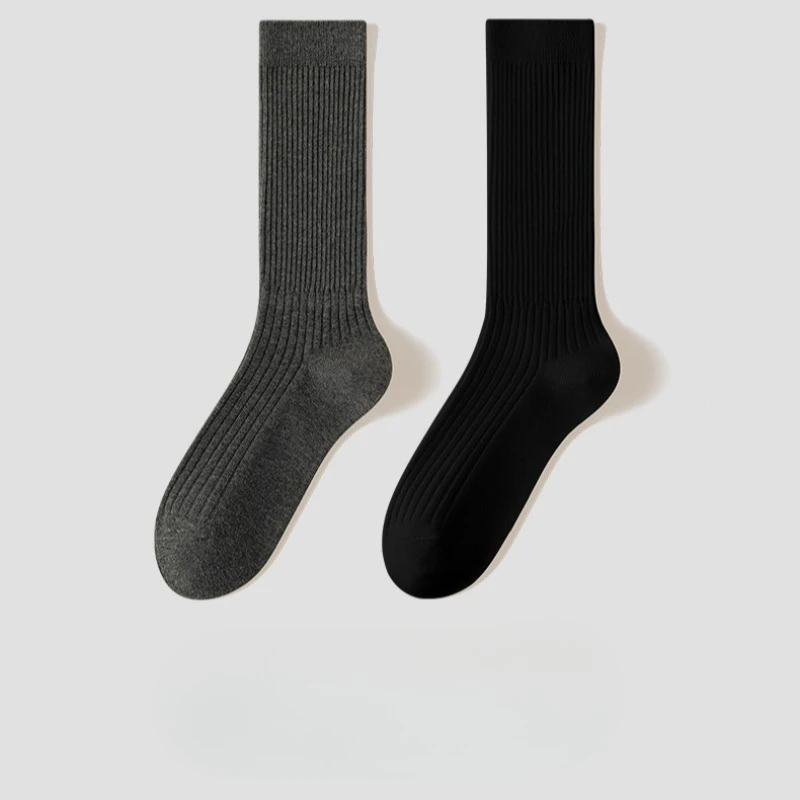 5 pares de calcetines de algodón puro para otoño e invierno para mujer, calcetines largos transpirables versátiles antibacterianos de color sólido para mujer