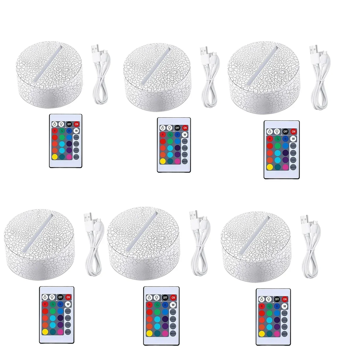 6/12 Stuks 3D Lampvoet Led Nachtlampje Diy Helder Acryl Lakens Rgb Kleur Touch Kinderlampen Slaapkamer decor Kerstcadeau Speelgoed