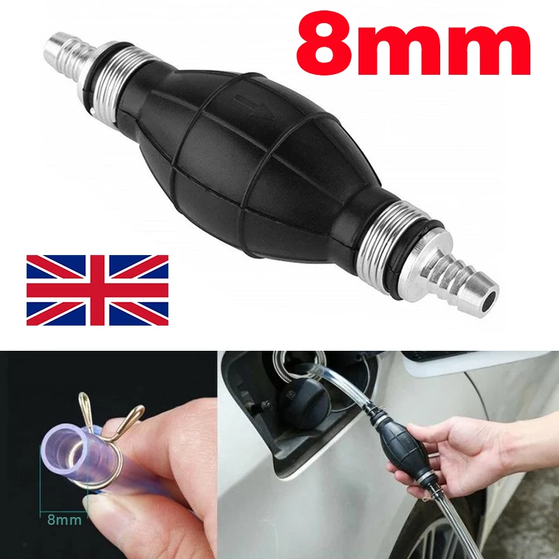 8mm Fuel Primer Bulb Hand Pump Diesel Petrol Gas Priming Non Return Valve Car 3W