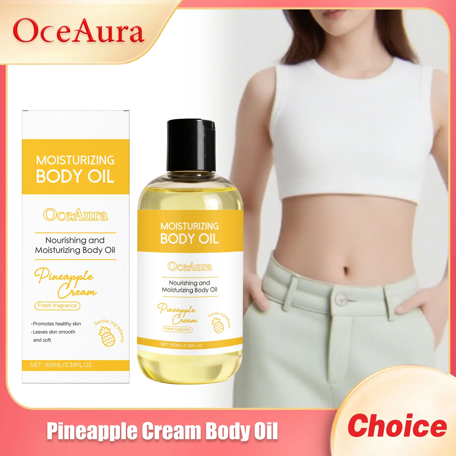 

OCEAURA Pineapple Cream Body Oils Deep Hydrate Improve Roughness Firm Skin Brighten Luster Lasting Fragrance Body Nourishing Oil
