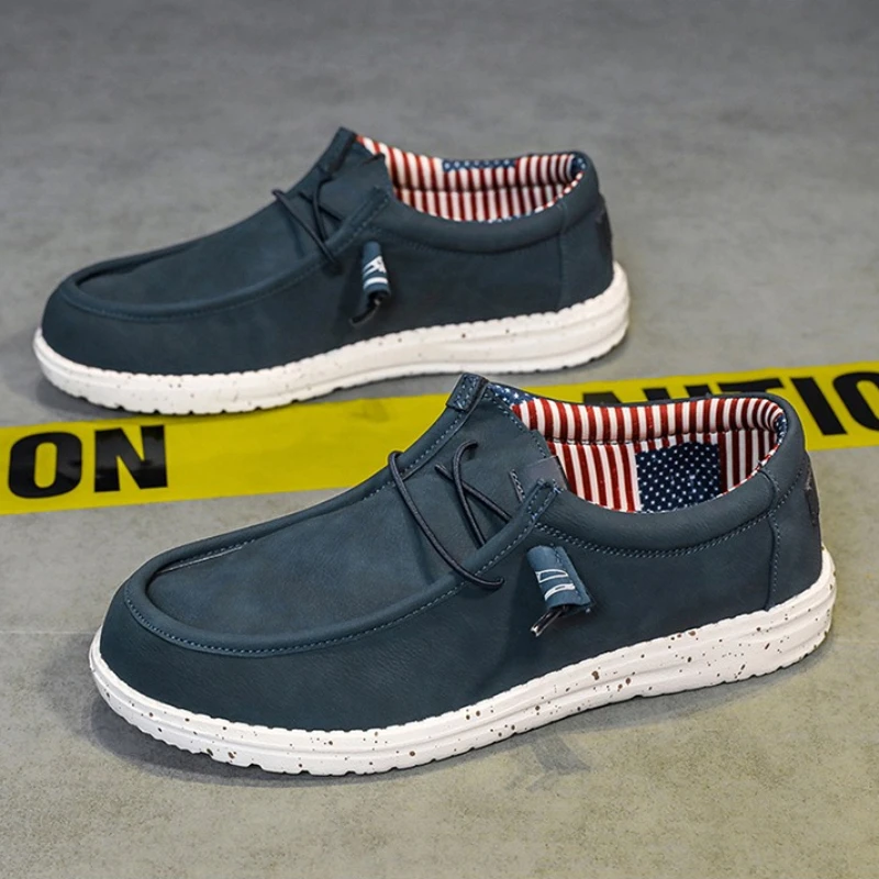 

Best-selling All-season Soft-soled Low-top Round-head Pull-on Leather Men's One-foot Casual Loafer Sail Large-sized Cloth Shoe