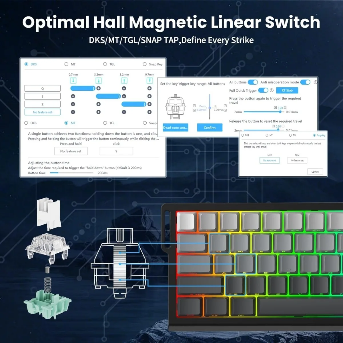 ATTACK SHARK X68 HE 8000Hz Rapid Trigger Keyboard 0.01mm RT Accuracy RGB Wired Gaming Keyboard with Magnetic Switch  for PC/Mac image 5