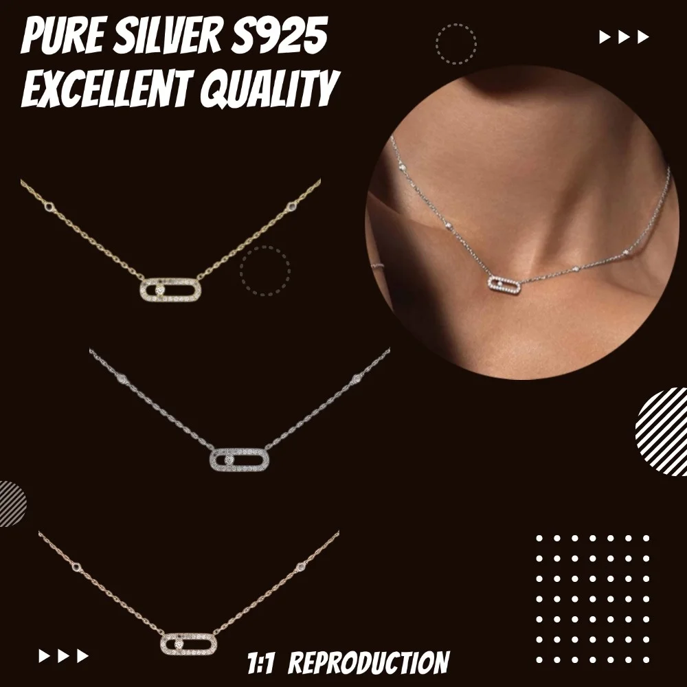 Messik Original Move Pave Diamond Pendant Necklace Sterling Silver 925 Necklaces Luxury Brand Trend Jewelry Accessories for Gift