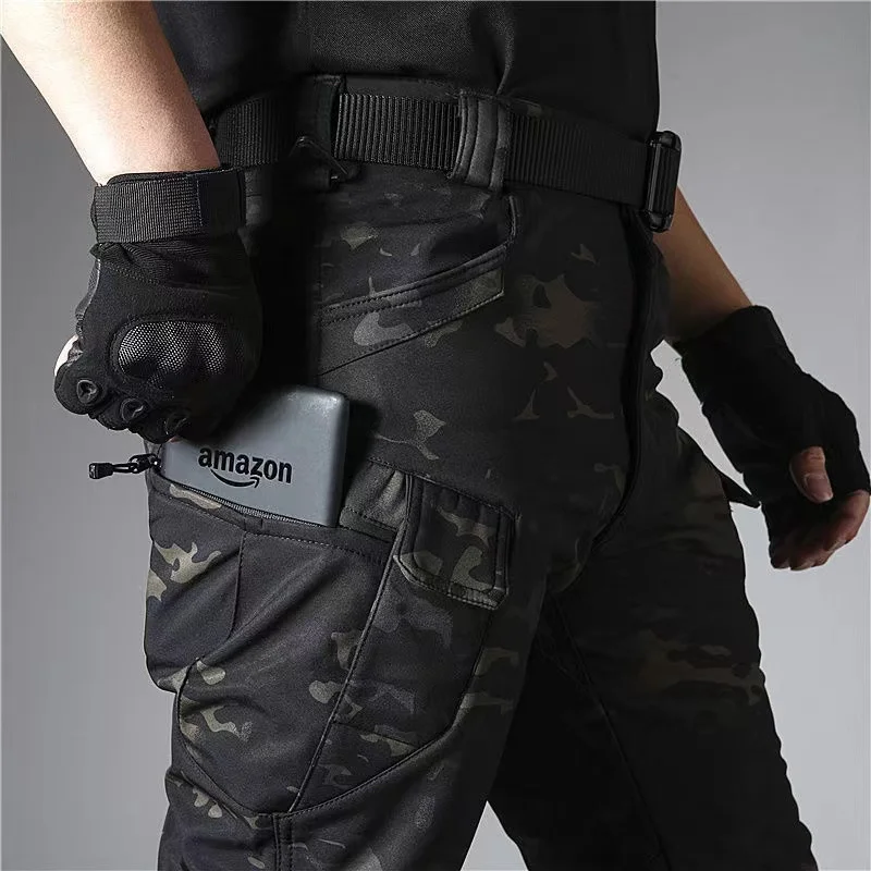 Men Winter Fleece Army Military Tactical Waterproof Softshell Jackets Coat Combat Pants Fishing Hiking Camping Climbing Trousers