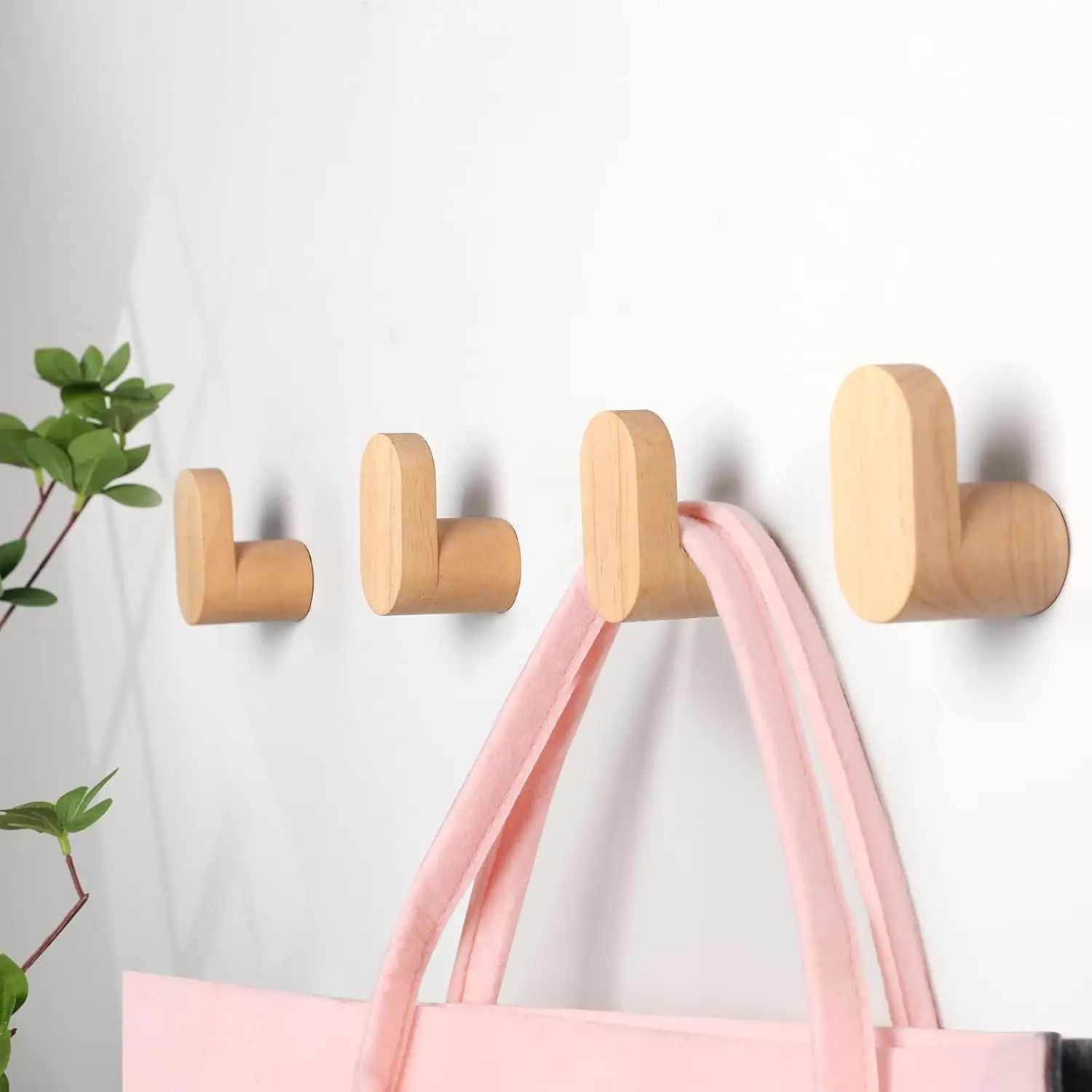 

Wood Wall Hooks, 6 Pack Modern Minimalist Wood Hooks Wall Mounted, Natural Wooden Wall Coat Hook Rack, Wooden pegs for H