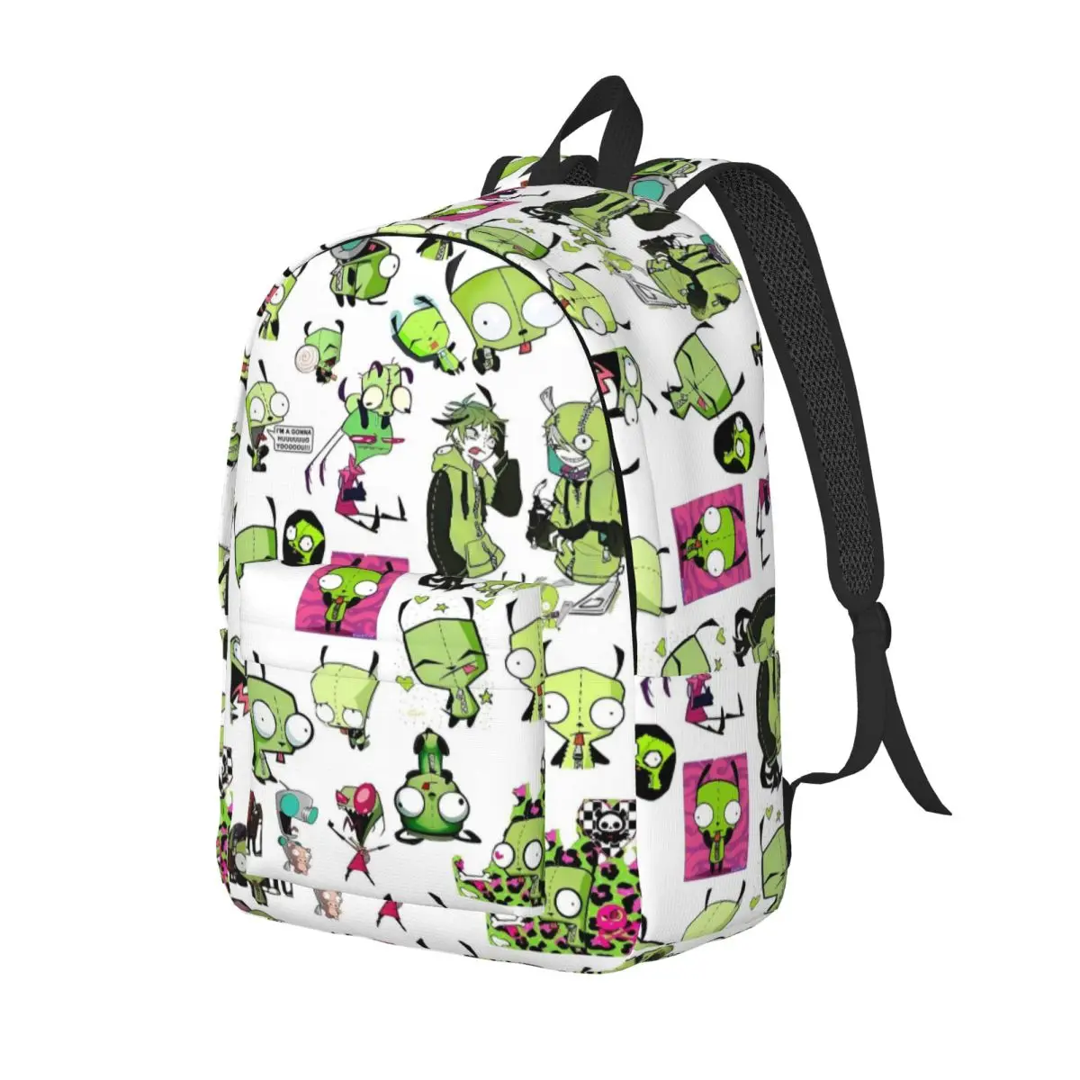 Invader Zim Gir Cartoon Backpack for Men Women Casual High School Work Daypack Laptop Canvas Bags Sports