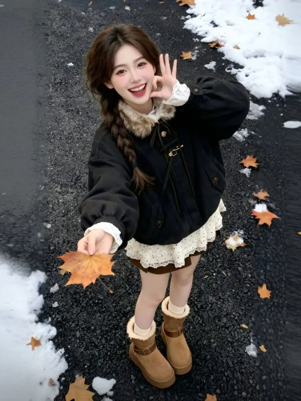 

Хлопковая куртка и юбка в стиле ретро. Красивая уникальная верхняя одежда с хлопковым наполнителем для зимних поездок. Облегающая длинная свеча на молнии.