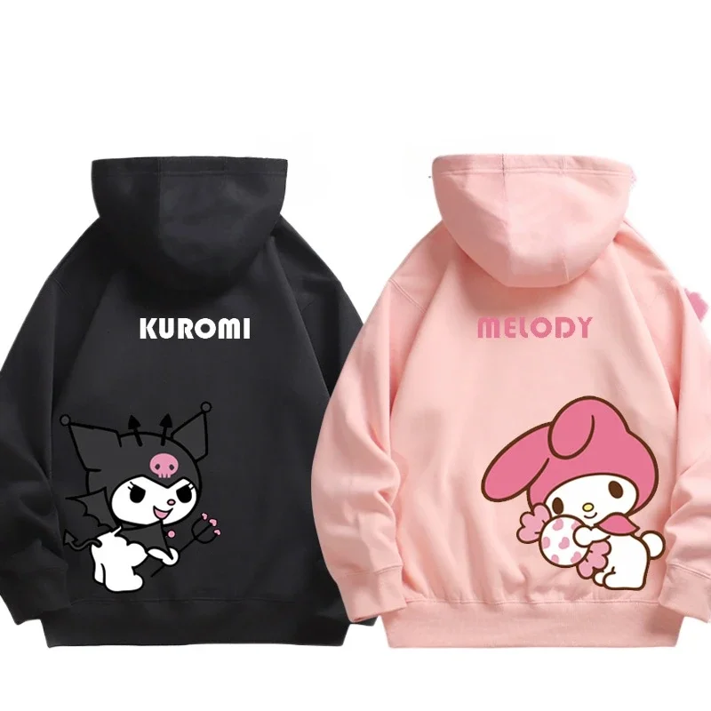 Spring and Autumn Sanrio Couple Sweatshirt Men\'s and Women\'s Kuromi Melody Cartoon Anime Hooded Dress Fashion Trend