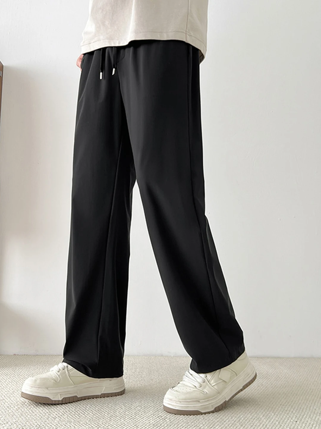 

Мужские повседневные свободные брюки прямого кроя с эластичным поясом, спортивные, удобные, модные, городские, немнущиеся, однотонные