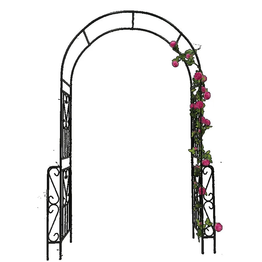 

Металлическая садовая арка W55 x H94.5 дюймов, садовая арка, решетка для вьющихся растений, поддержка розовой арки, уличная арка, черная