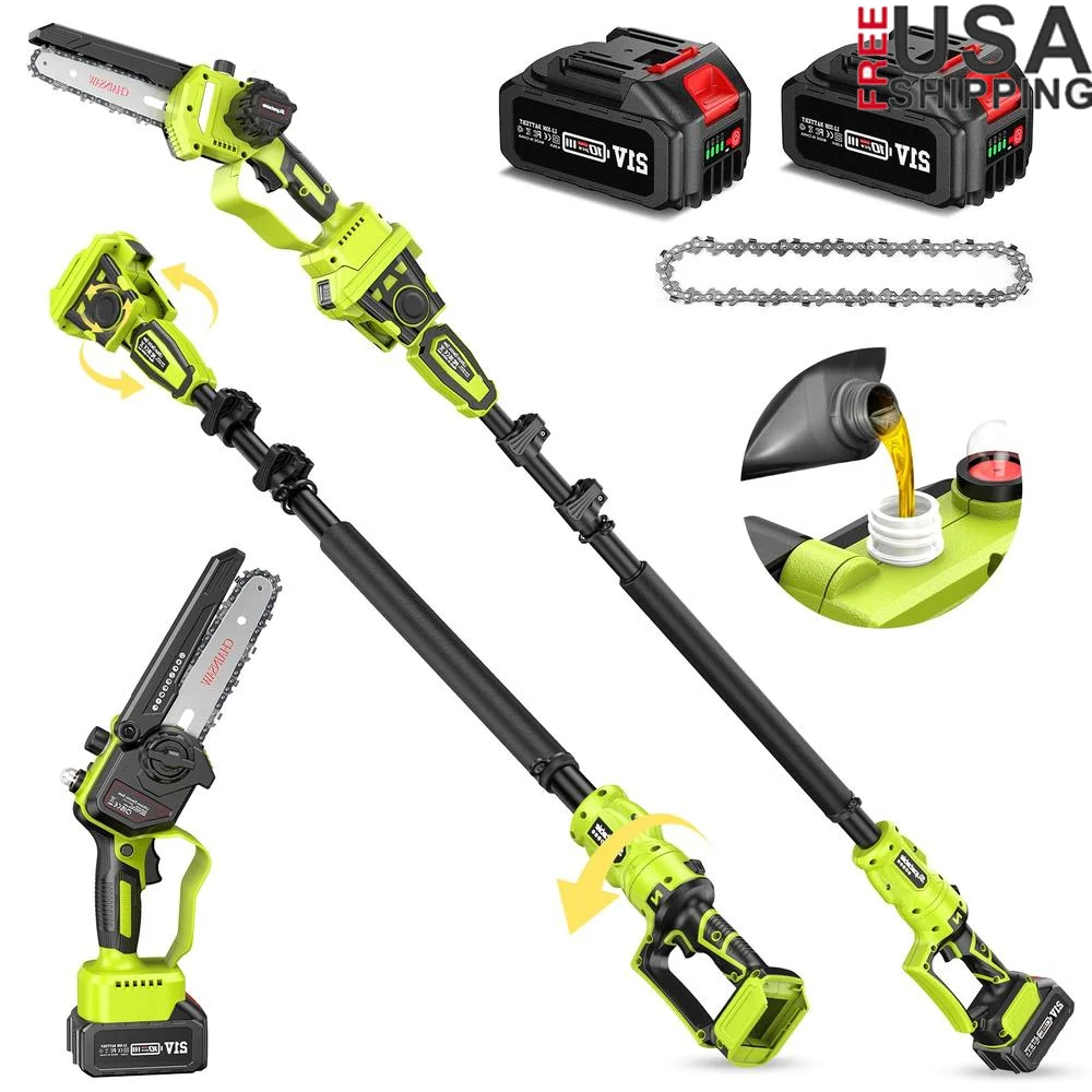 2-IN-1 Cordless Pole Saw & Mini Chainsaw w/ Brushless Motor 2*4.0Ah Battery Powered 6