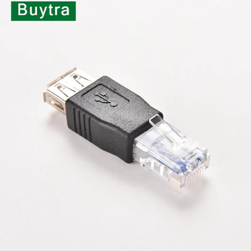 PC Crystal Head RJ45 Male to USB 2.0 AF A Female Adapter Connector Laptop LAN Network Cable Ethernet Converter Transverter Plug
