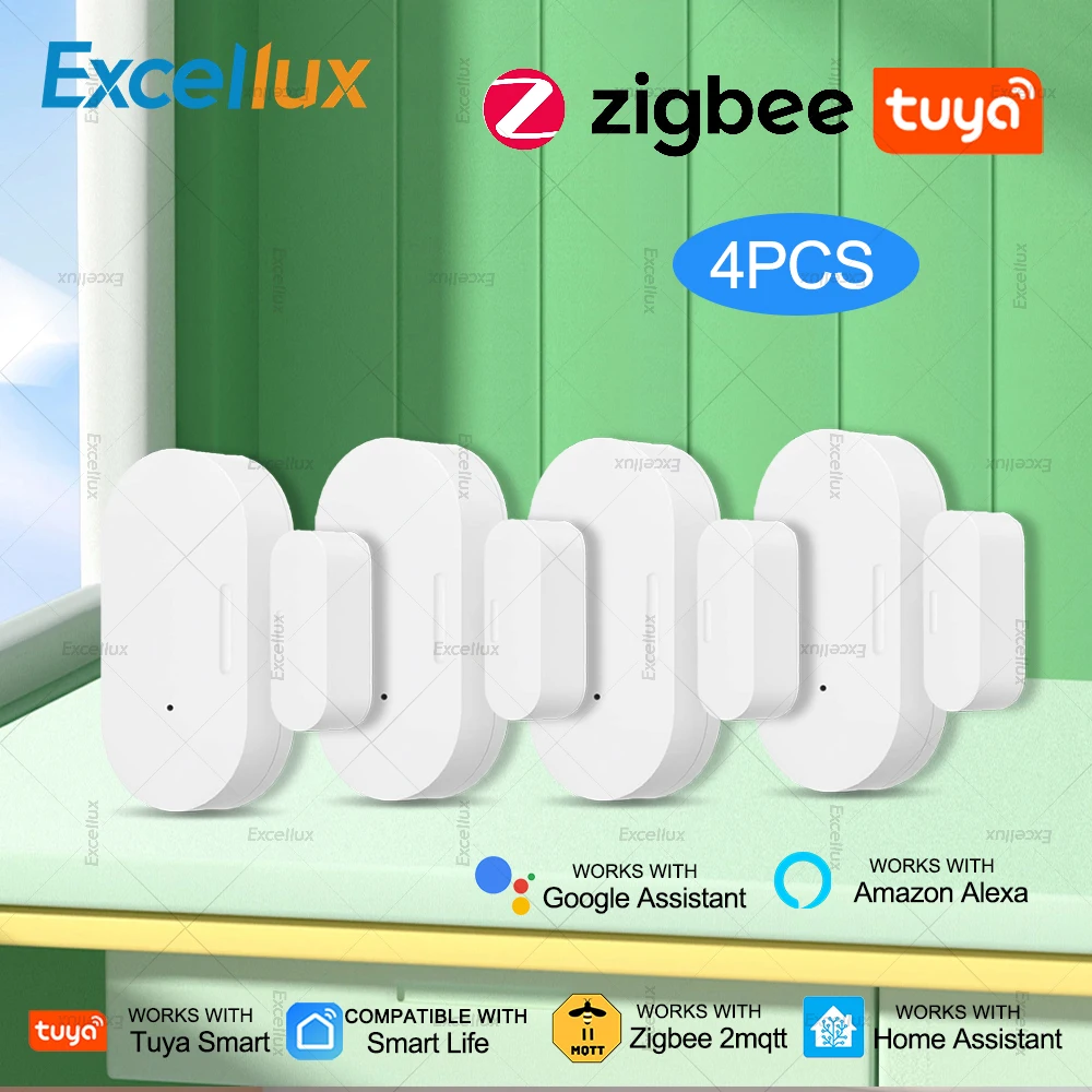 

4Pcs Tuya Zigbee Door Sensor Smart Door Window Detector Home Security Alarm APP Control Works with Alexa Google Home Zigbee2mqtt