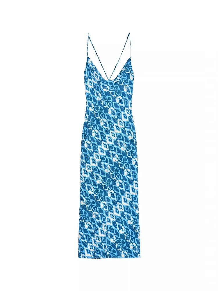 Summer 2025 New Arrival Women's Midi Dr Floral Print Gauze Collar Beach Vaion Sle High Waist Polyester Fiber Svel