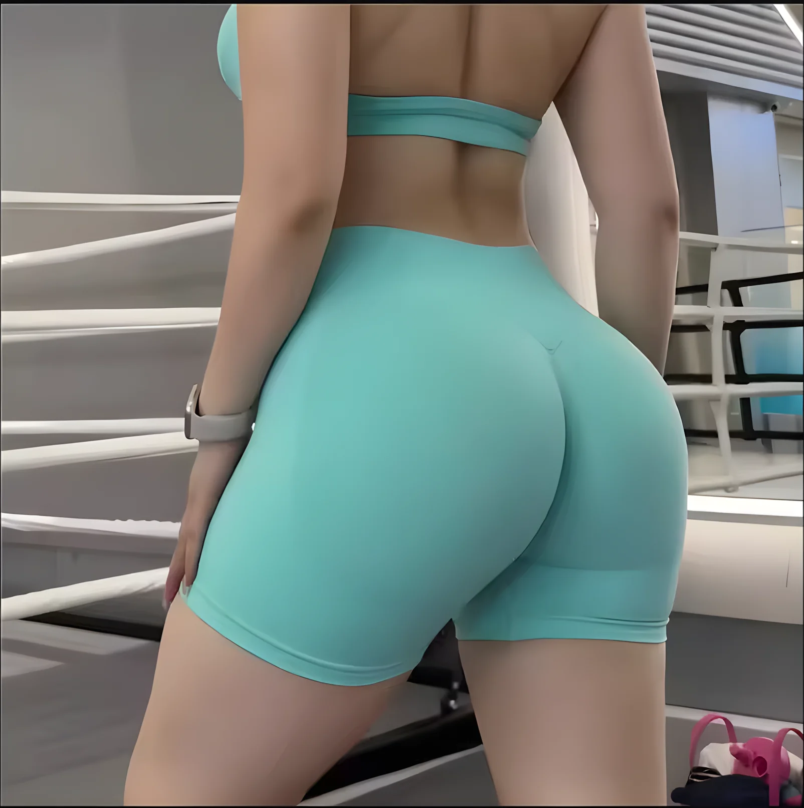 DF السراويل الديناميكية 4.5 "المرأة سلس اليوغا السراويل عالية الخصر بعقب رفع تنفس تجريب الصالة الرياضية الجري الراحة