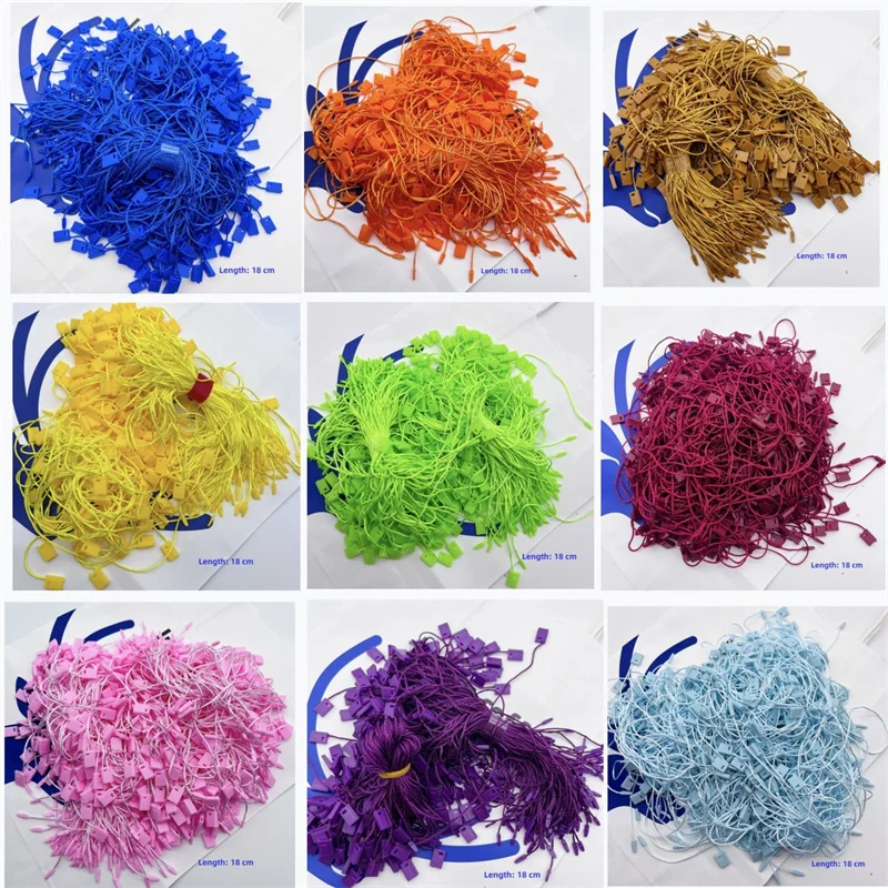 1000pcs/Lot 18cm 9 Color Tag Rope Lanyard Square Plastic Tag Polyester String Cords Snap Lock Pin Loop Tie DIY Garment Accessory