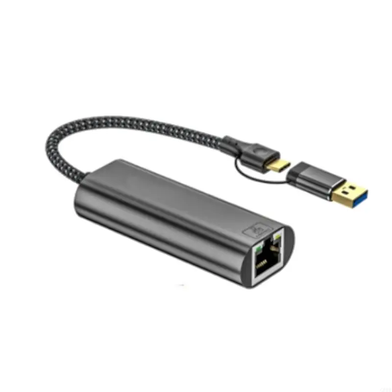 Bộ chuyển đổi USB + Loại C sang Ethernet G8DF Bộ chuyển đổi mạng Gigabit USB C sang RJ45 2.5Gbps
