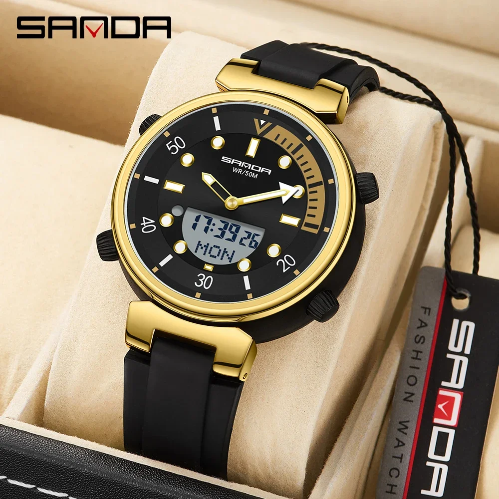 Sanda 3122 New Alarm Clock Night Glow Fashion Trend Versatile Waterproof Multi functional Men's and Women's Watch