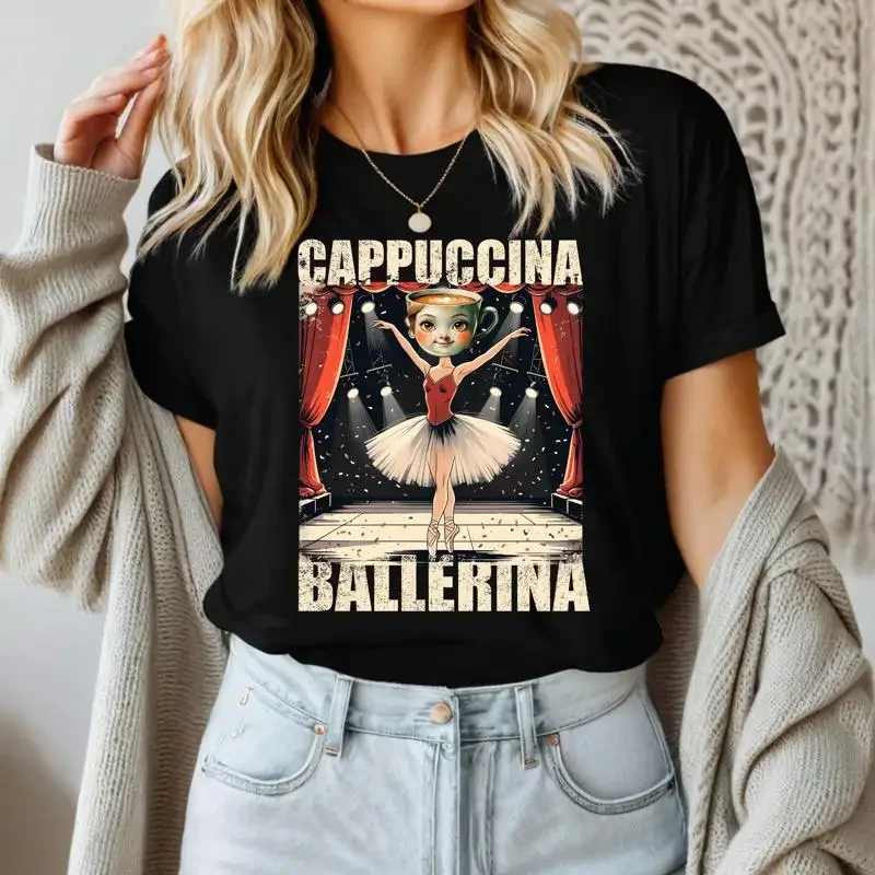 Cappuccina Ballerina T Shirt Italian BrainroT Bootleg Rap Cappuccino Meme Weird Funny