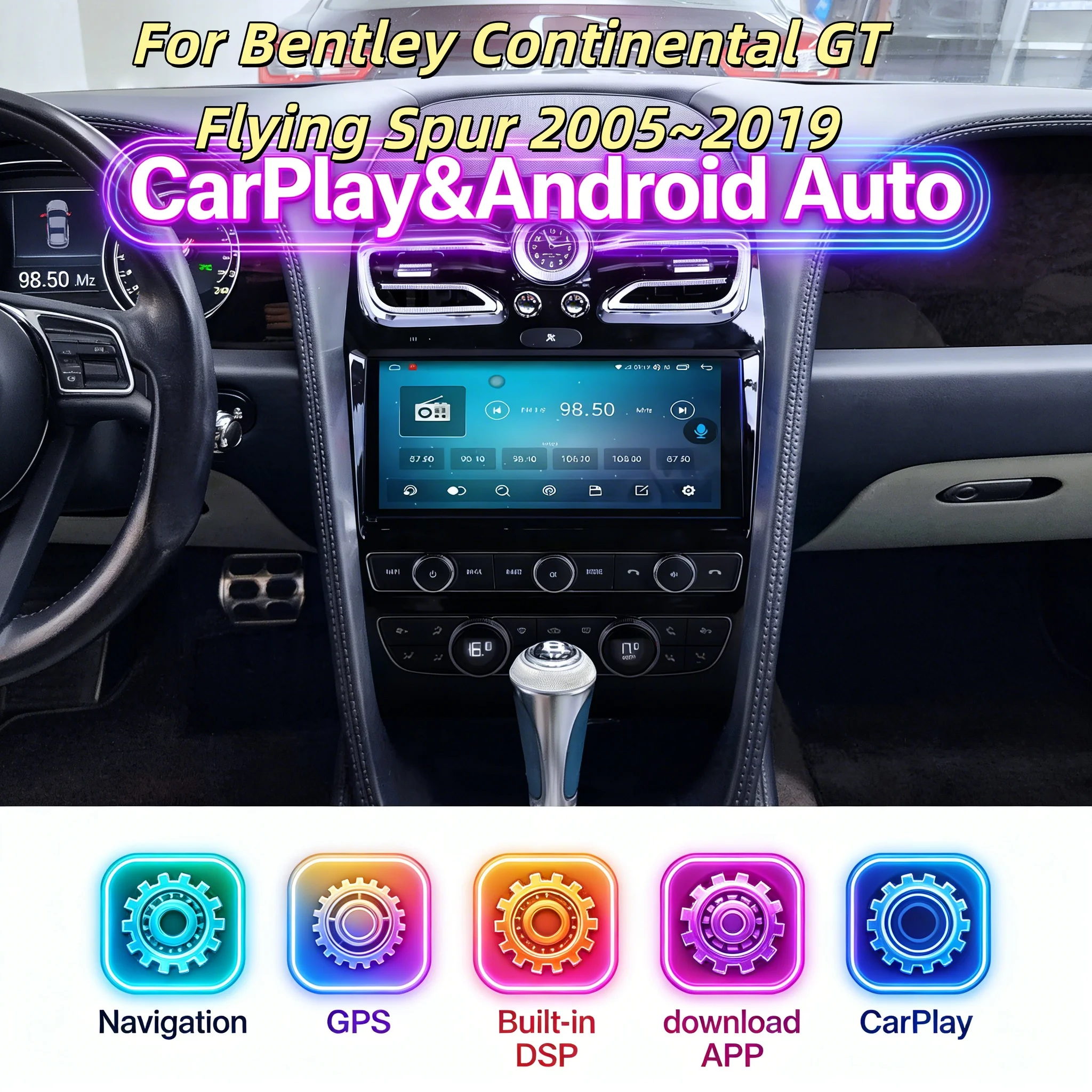 10.9 Inch Android 14 For Bentley Continental GT Flying Spur 2005~2019 Multimedia Radio CarPlay Video Player Navigation DSP