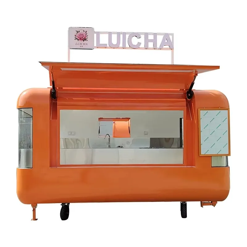 Custom Apple Cabin Outdoor Kiosk Mobile Food Truck Trailer, Mobile Kitchen For Fast Food Business