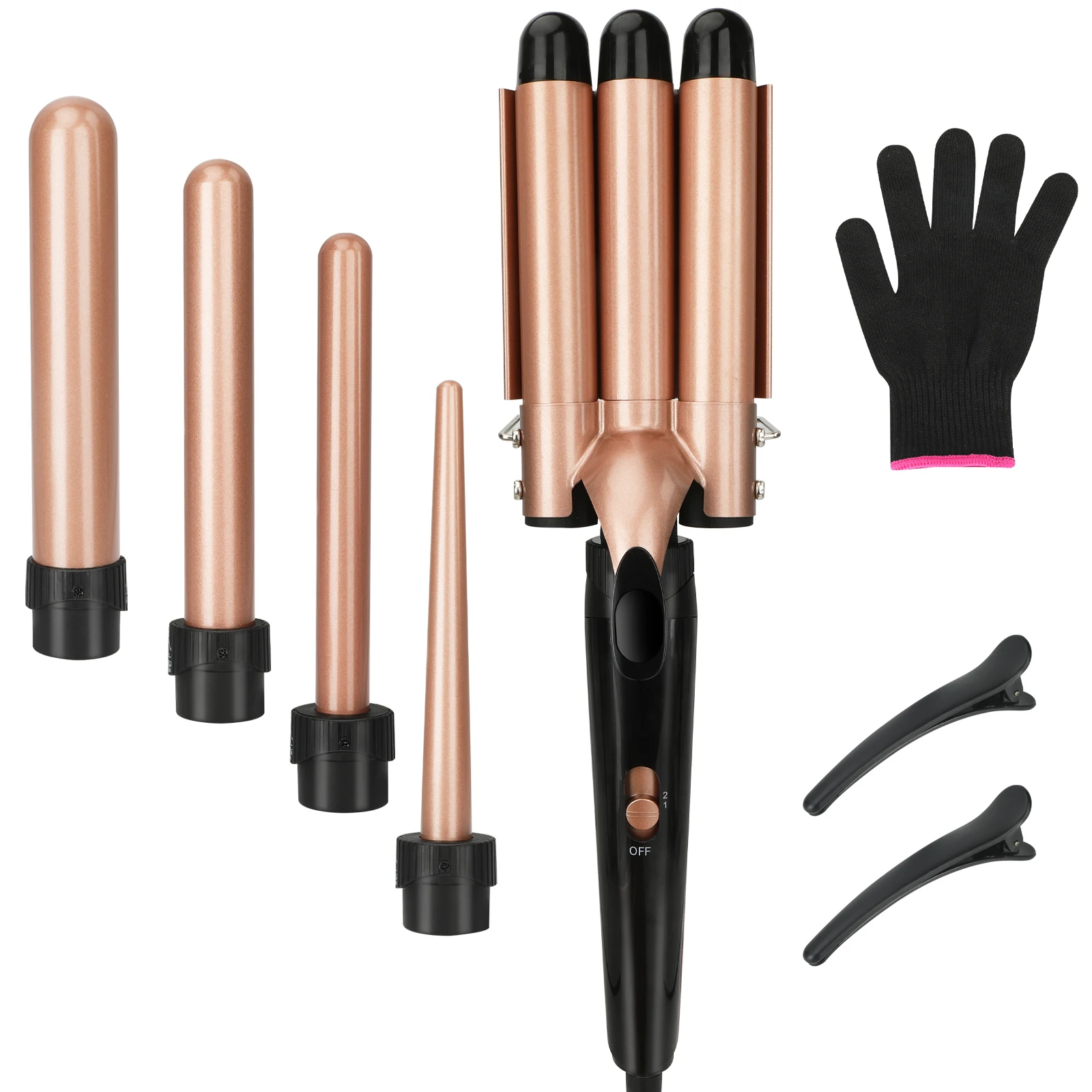 Professional Hair Curler Set Multi-functional Curling Iron for Home Salon Use Ceramic 5 in 1 Hair Wand Stylers