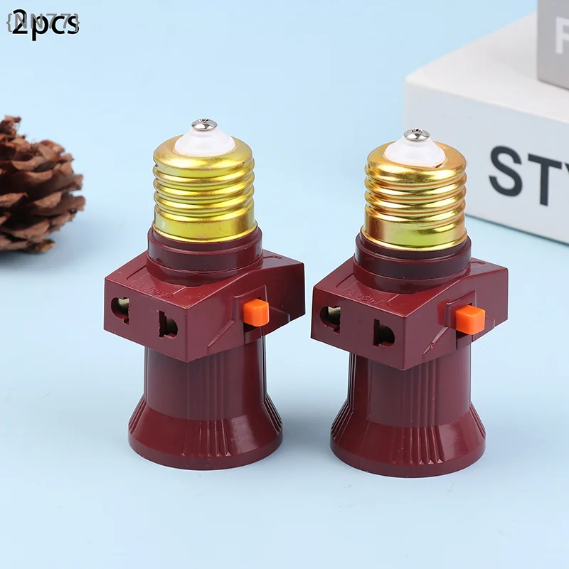 【NN77】2Pcs E27 Screw Bulb Holder to Lamp Socket Adapter - with Switch for LED Bulb Lighting Conversion【W7】