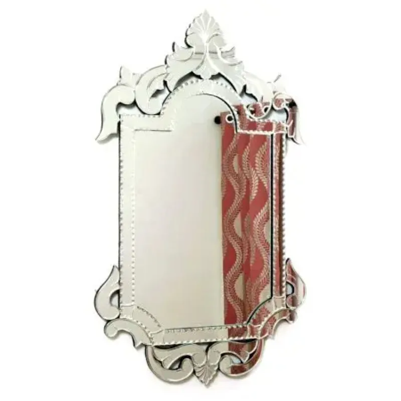 Marco decorativo de estilo de cristal plateado moderno hecho a mano de lujo espejo veneciano colgante montado en la pared decoración del hogar SVM-51