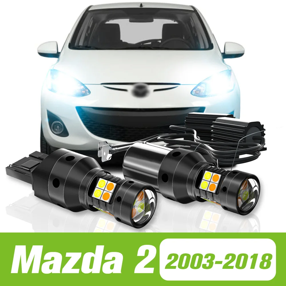 

2pcs For Mazda 2 DY DE DH DL DJ 2003-2018 Dual Mode LED Turn Signal+Daytime Running Light DRL 2013 2014 2015 2016 Accessories