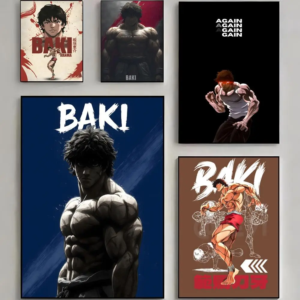 Anime Fighting Baki The Grappler Poster Stylish Decorative Peel-and-Stick Wall Art Room Decor for Bedroom & Dorm