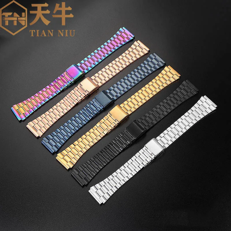 18mm stainless steel watchband For Casio A158 A159 A168 A169 AE1200/1300 AQ-230 LA-680 A168w/A158W AEQ-110 series Strap bracelet