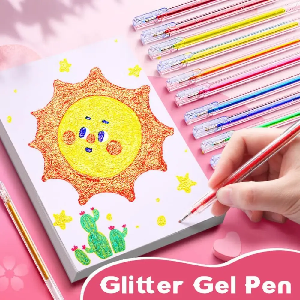 

8/12/24/36/48/60Colors 8/12/24/36/48/60 Colors Glitter Gel Pen Large Capacity DIY Handwriting Quicksand Fluorescent Pen