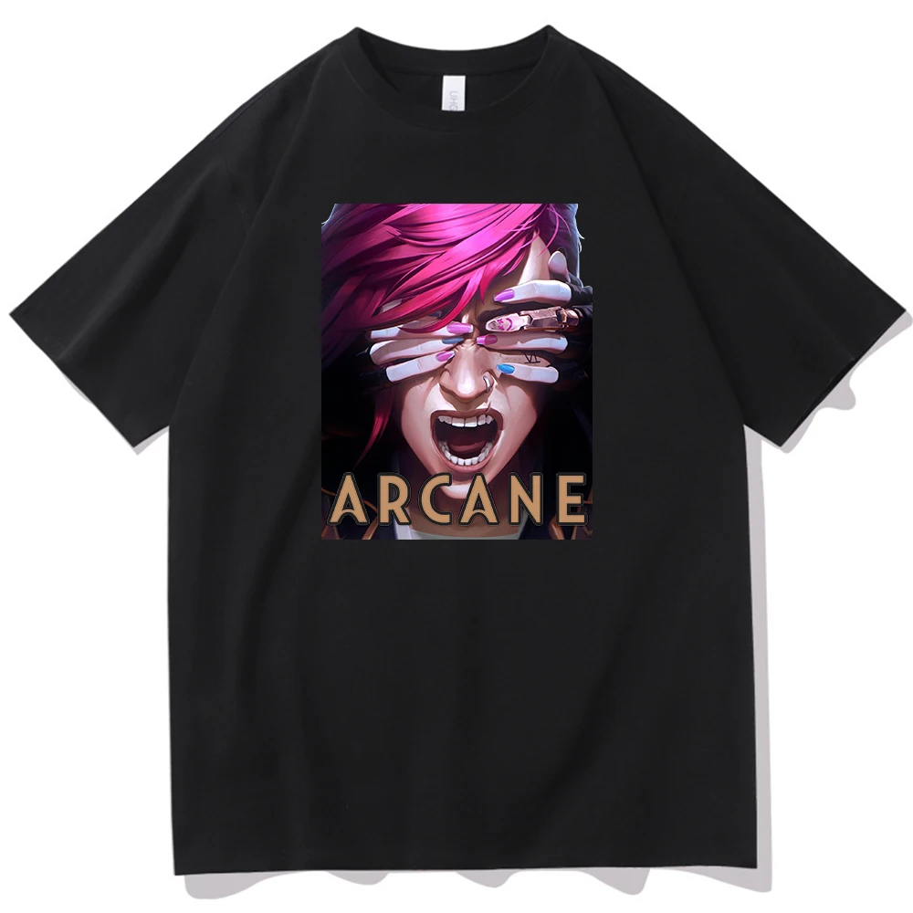 Arcane Vi & Jinx T-shirt O-Neck Short Sleeve Shirts Fans Gift